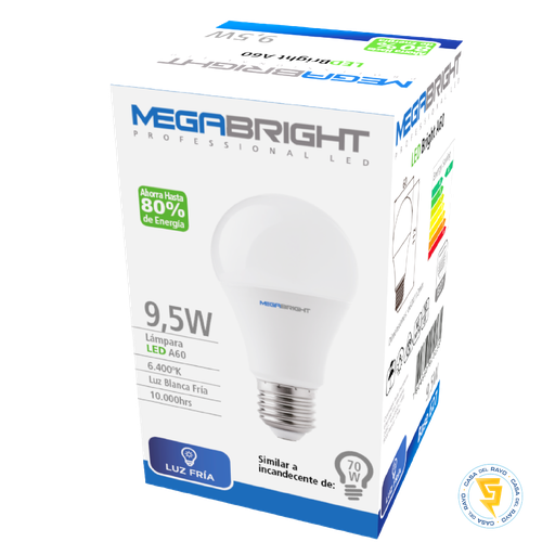 [3301657] Ampolleta LED A60 9,5W/70W E27 6.400K MEGABRIGHT
