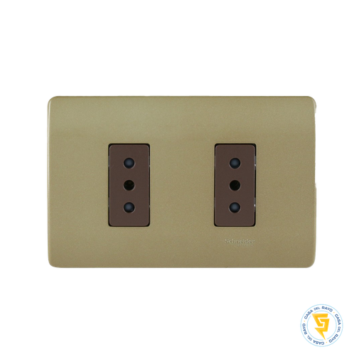 [MWD130347819] ENCHUFE DOBLE 2P+T 10A GENESIS DORADO SCHNEIDER ELECTRIC