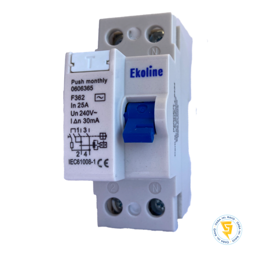 [0606365-25/0.03] INTERRUPTOR DIFERENCIAL 25A 2P 30mA EKOLINE