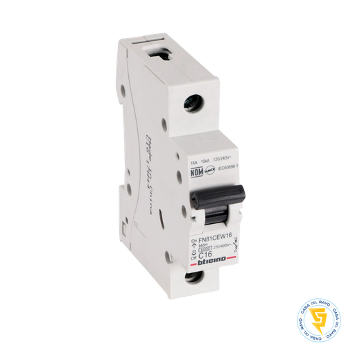 [FN81CEW16] INTERRUPTOR AUTOMATICO MONOFASICO 1X16A BTICINO  / CURVA C - 6K
