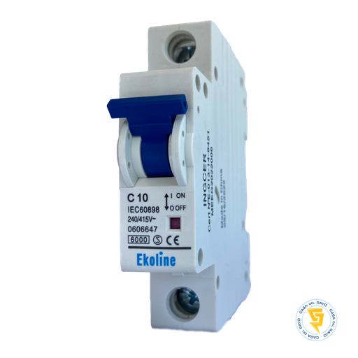 [0606647] INTERRUPTOR AUTOMATICO MONOFASICO 1X10A / CURVA C - 6K EKOLINE