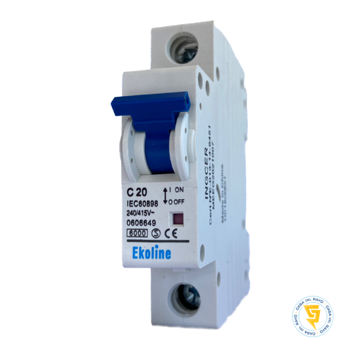 [0606649] INTERRUPTOR AUTOMATICO MONOFASICO 1X20A/ CURVA C - 6K EKOLINE