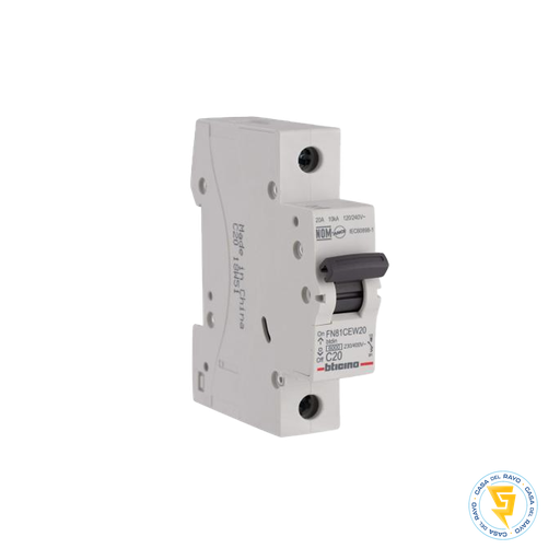 [FN81CEW20] INTERRUPTOR AUTOMATICO MONOFASICO 1X20A BTICINO  / CURVA C - 6K