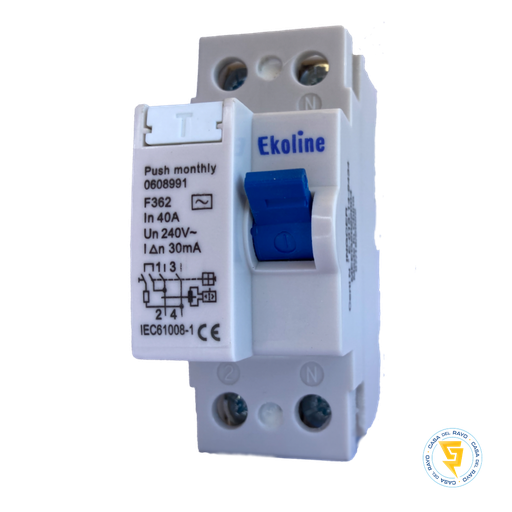 [0608991] PROTECTOR DIFERENCIAL 2P 40A 30mA EKOLINE