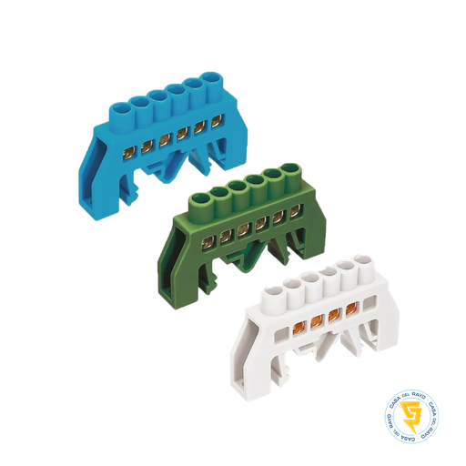 BARRA DE BRONCE AISLADA RIEL DIN 6 POSICIONES