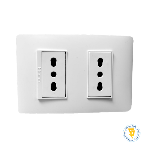 [PU1280] ENCHUFE DOBLE 10/16A LUZICA BLANCO BTICINO