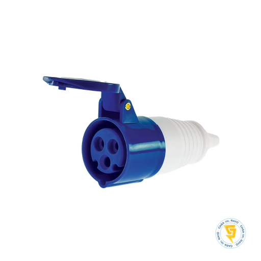 [0608343] HEMBRA VOLANTE INDUSTRIAL 16A 2P+T AZUL 220V IP44 EKOLINE