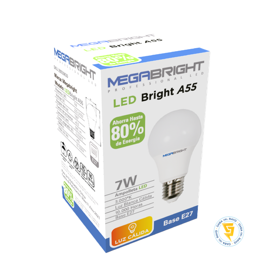 [20550630] AMPOLLETA LED A55 7W/50W E27 MEGABRIGHT 3.000K