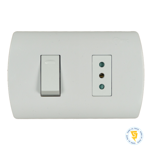 [0100IA0269] INTERRUPTOR 9/12 + ENCHUFE HEMBRA SENCILLO 10A ARIS BLANCO MEC