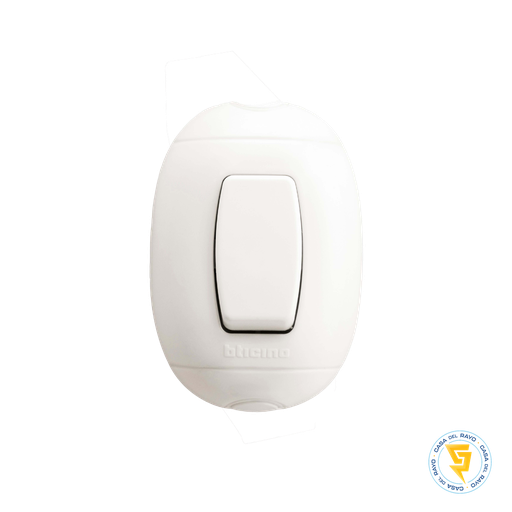 [P59B] INTERRUPTOR PULSADOR SOBREPUESTO LINEA OVAL BLANCO BTICINO