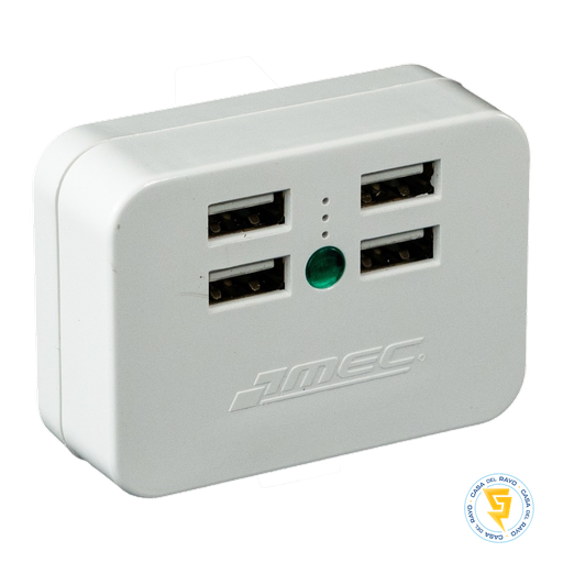 [0300MA0278] ADAPTADOR USB 4 PUERTOS 2.1A CON LUZ PILOTO MEC