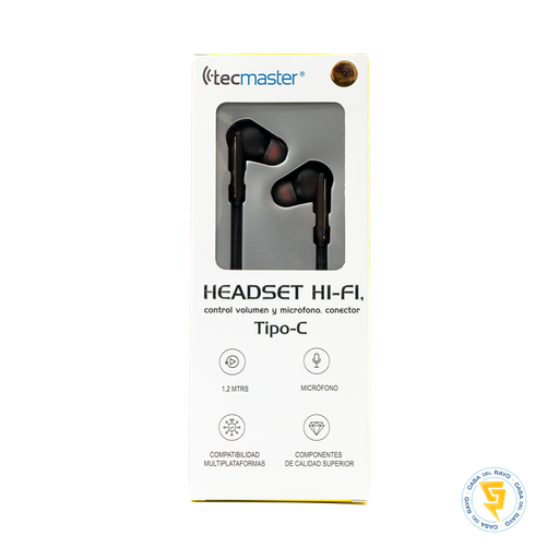 [TM-300517] AUDIFONOS HEADSET HI-FI ENTRADA TIPO C NEGRO TECMASTER